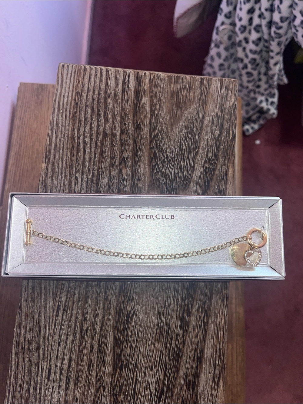 Charter Club Gold Heart Pendant Chain Bracelet